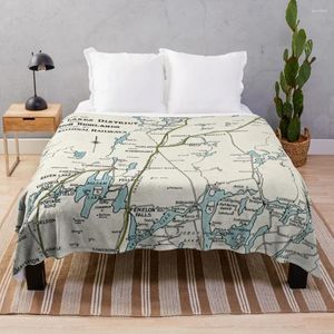 Blankets Vintage Map Of Kawartha Lakes District And Haliburton Highlands Throw Blanket For Sofas Heavy To Sleep Hairy