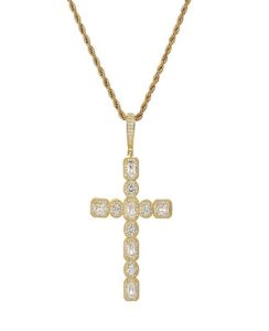 Wholesquare Zircon Cross Pendant Hiphop Rap DJ Singer Accessories Hip Hop Necklace4475427