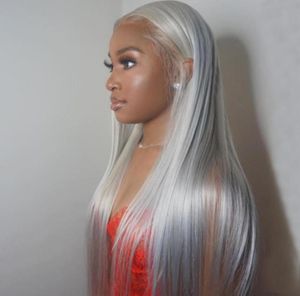 Brazilian Remy Hair Grey Color Lace Wig Straight 13x6 Lace Front Human Hair Lace Wigs For Women With Pre Plucked Hairline 150340641506510