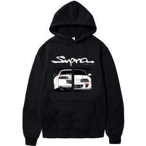 Herrtröjor tröjor 2023 Initial D Supra Hoodies Mens och Womens JDM MANGA PRINT LOOK CASUAL Långärmad japansk Casual Sporty Sweatshirt T240217