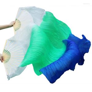 Scenizacja Wysokiej jakości Silk Belly Dance Fan 1 Para Performance Props Gradient Kolor biały zielony królewski niebieski 180x90cm