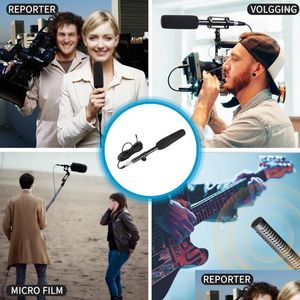 Microphones Long Interview Microphone Condenser Recording Vlog Live Mic Super-Cardioid Video Camcorder Drop Delivery Electronics A/V Dh2Mq