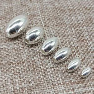 Löst ädelstenar 925 Sterling Silver Rice Shape Oval Pärlor Spacer 2mm 3mm 4mm 5mm 6mm 7mm 8mm för armbandhalsband