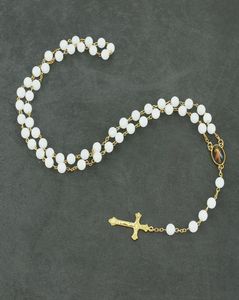 Glass White Virgin Mary Jesus Mercy Rosary Pendant Halsband Our Lady of Grace Guadalupe Halsband Kvinnor Katolska bönsmycken2652386