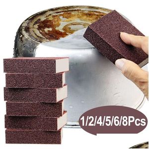 Sponges Scouring Pads 10Pcs Magic Sponge Eraser Carborundum Removing Rust Cleaning Brush Descaling Clean Rub For Cooktop Pot Kitch Dh2Me