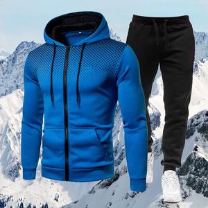 Spring Autumn Mens Tracksuit Fashion Zipper Hooded Cardigant and Sweatpants Two Pieces Set Casual Male Sportswear S4XL 240131