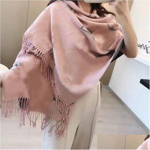 Scarves 2023 New Luxury V Designer Scarf Cashmere Thick Shawl Women Long Winter Wram Pashmina Wraps Hijab With Tassel Bufanda Foard Sc Dh4Ph