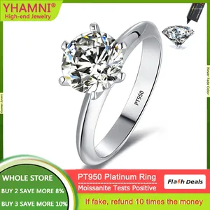 Cluster Rings Luxury PT950 Platinum Real Moissanite Diamond Ring Solitaire VVS 1 Carar / 2 3 Wedding Band Fine Jewelry For Women