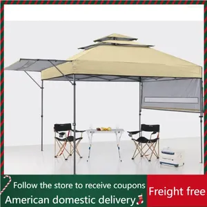 Tält och skydd upp Gazebo Canopy 3-Tier Instant med justerbara dubbla halva markiser Beige Freight Free