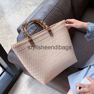 Totes Casual Rattan Borse da donna Manico in bambù Borsa a mano intrecciata in vimini Summer Beach Big Straw Lady Large Tote Female Travel SacH24217