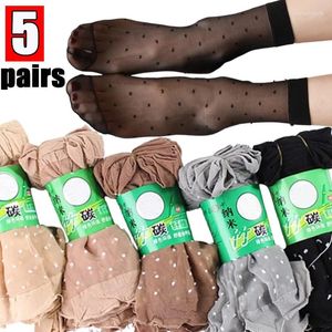 Frauen Socken Dot Seide Transparent Dünne Atmungsaktive Sommer Nylon Kurze Lager Mode Weibliche Non-Slip Stretch Ankle Sexy Socke