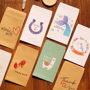 Etiketter Taggar Small Kraft Paper Bag Tack kuvert Presentväskor Goodie Cookie Storage Bag Wedding Birthday Christmas Party Supplies 12st Q240217