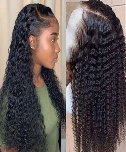 Onda de água peruca encaracolado frente do laço perucas de cabelo humano para mulheres negras bob longo profundo frontal peruca brasileira molhado e ondulado hd fullccrt aaz1705467