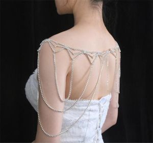 Düğün Gelin Kristal Kolye Omuz Zinciri Sarma Rhinestone Tam Vücut Uzun Zincir Elbise Süslemeleri Kadın Moda Püskül Kolye J7836719