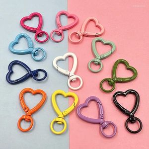 Keychains 5Pcs/Lot 44x26MM Heart Colorful Lobster Clasp Alloy Keychain Keyring Hooks Handmade DIY Making Material Accessories Supplies