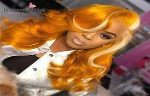Preferred Orange Pink Highlight Wig Full Lace Wig Brazilian Remy Lace Front Wigs Pre Plucked Purple Human Hair Wigs for Women2639033