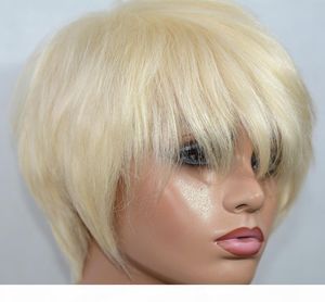 Vancehair 613 Blond full spets mänskliga hår peruker korta mänskliga hår pixie klippt skikt bob wigs2923070