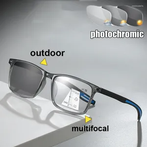 Okulary przeciwsłoneczne Presbyopia okulary unisex kobiety mężczyźni Skończona recepta na receptę Pochromic Reading Diopter 1,0 do 4,0 dwuogniskowe okulary