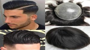 Perucas de pele fina completa homens peruca de cabelo brasilain virgem remy cabelo humano peruca de substituição de cabelo reto para homem 5085292