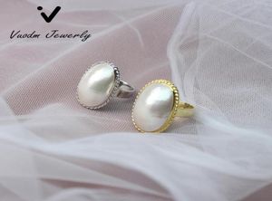 Ringar av naturligt sötvatten mabe pärla justerbara fingerringar för kvinnor fest bröllop gåva98638364651014