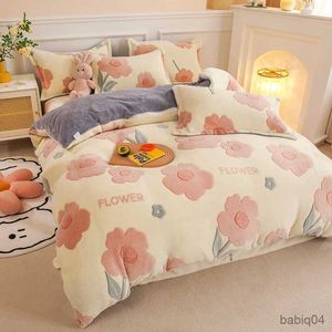Bedding sets Thick Fleece Warm Flannel Coral Winter Duvet Cover Double Sided Velvet Bedding Set Single Double Queen King Size Quilt cover