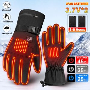 Uppvärmda motorcykelhandskar Vattentäta handskar Moto Winter Motorcykel Ridning Racing Skidhandskar Touch Screen Heat Glove 240127