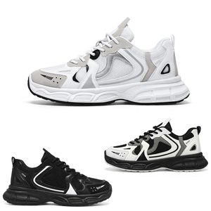 Rinnande skor män tröst mjuk rundtå snörning grå svart vita skor herr tränare sport sneakers storlek 39-44