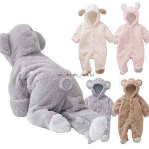 Rompers Autumn Winterbaby Rompers Baby Girl Boy Clothesfleece AnimalBear Bunny Sheep Newborn Jumpsuits Spädbarn Halloween Costume 0-12m