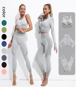 Roupas de yoga calças de cintura alta leggings fatos de treino casaco feminino jaqueta esportiva ternos de yoga sólido preto esportes ginásio wear legging elast4866200