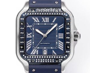 Классические мужские часы с квадратным бриллиантом WSSA0047 Синие роскошные часы 9015 Автоматический циферблат с римскими цифрами и сапфировым стеклом Дизайнерские классические наручные часы