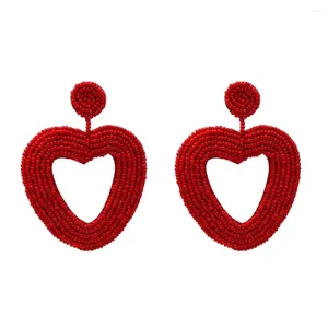 Dangle Küpeler Romantik Big Hollow Kalp Damlası Kadınlar Reçine Boncuklar Açıklama El Yapımı Brincos Parti Mücevher Yıl Hediyesi