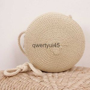 Shoulder Bags Round Straw Bag Women Woven Beac Crossbody for Ladies Cute Soulder Raan andmade Knied Candy Color Small andbag BolsaH24217