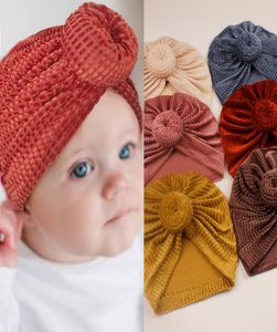 Baby hatt pannband söt spädbarn småbarn donut pojke tjej knut indisk turban keps barn mössor solid mjuk bomull hårband hattar 03 t1590340