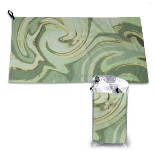 Handduk Green Marble Swirl Pattern Design Moderna vågor snabb torr gym sportbad bärbar biljett flygplats världsflyg