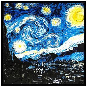 Szaliki 90 cm Europejski Van Gogh Malarstwo olejne Klasyczna seria Starry Cafe Morelot Blossom Women's Imitacja jedwabny kwadratowy szal szalik