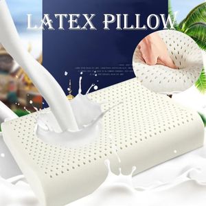 Almofada de látex respirável travesseiro de borracha adulto núcleo ergonômico contorno design presente sleep aid confortável macio favo de mel tailândia nat 240127