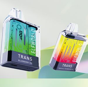 本物のelfworld trans 7500使い捨ての電子タバコ15ml蒸気650mah充電式バッテリータイプC充電メッシュコイル古い学校vape