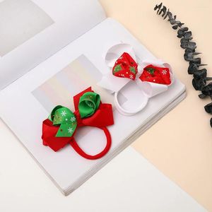 Haarschmuck Weihnachten Prinzessin Stil Schleifen Stirnband für Baby Mädchen Super elastische weiße und rote Stirnbänder Geborene Kinder