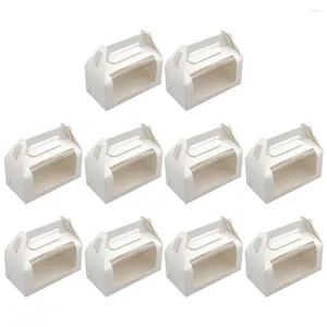 Plakalar 10 PCS Kek Kutusu Tost Sarma Kutuları Elden Çekme Kağıt Kağıt Karton Konteyner Beyaz Kart Tatlı Sandviç
