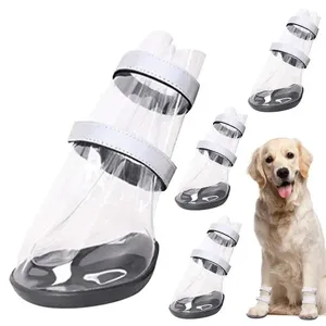 Сапоги с одеждой для собак, 4 шт., водонепроницаемая обувь для собак, прочная регулируемая обувь для домашних животных, уличная со светоотражающими полосками