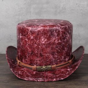 Berretti di Grandi Dimensioni Donna Uomo Cappello a cilindro in pelle Presidente Lday Fedora Magic Flat Steampunk Cosplay Pork Pie Cappellini per feste Dropshiping 13CM