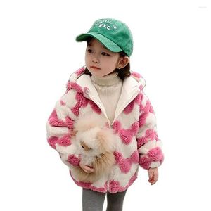 Kurtki dziewczyny futra kurtka serce wzór dziewczyny płaszcze dzieciom swobodny styl zimowe jesienne ubrania