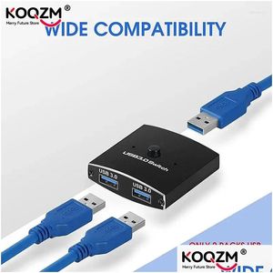 Piasty USB 1PC 3.0 przełącznik selektor 5 Gb / s 2 w 1 Out dwukierunkowy Shareer Voor Drukarka Klawiatura myszy Udostępnij Komputery Dostawowe Komputery Networking OT0MT