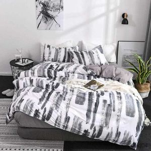 Conjuntos de cama Simples Preto Branco Impressão King Size Conjunto de cama Queen Plain Tinta Chinesa Twin Duvet Cover Set 200x230 Quilt Covers