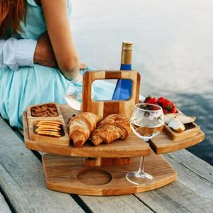 Plates Wine Picnic Table Wooden Outdoor And Deli Multifunctional Portable Double Camping Park Beach