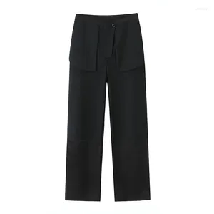 Women's Pants 2024 Women Black Casual Comfort Autumn/Winter Fashion High Street Versatile Front Button