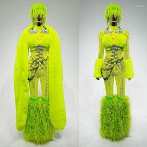 Stage Wear Bar Nightclub DJ Gogo Dancer Costume Women Fluorescent Color Pole Dance Clothing Performance Rave Outfit DWY9666