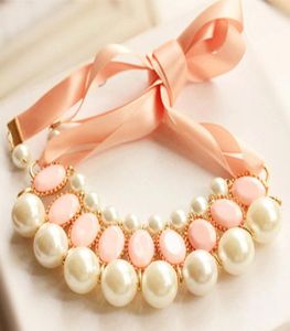 Ladies Bib Choker smycken Pearl Necklace Ladies Pearl Tassel Choker Statement Halsband Gift Bijouterie For Women Christmas Gift1801515
