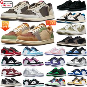 Mens 1 basketskor 1s Low Golf Olive Reverse Mochas Neakers Dark Wolf Gray Black Phantom Pine Green Bred Toe Unc Panda Womens Sports Trainers