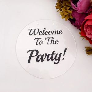 1 Piece Welcome to the Party Sign Transparent Acrylic Board Birthday Hanging Card Decoration 240127